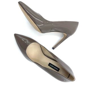 Nine West Womens Tatiana 3 Patent Stilettos Evening Heels Brown 8.5 Medium (B M)